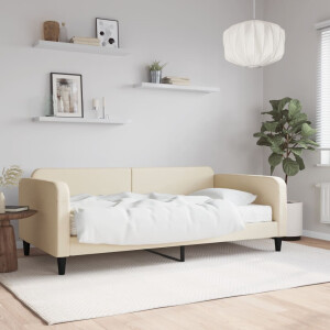 vidaXL Slaapbank met matras 80x200 cm stof crèmekleurig