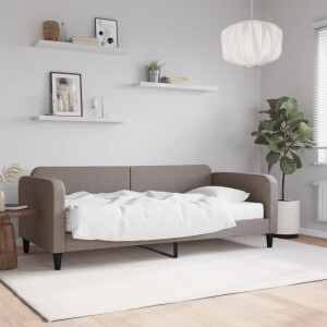 vidaXL Slaapbank met matras 90x200 cm stof taupe