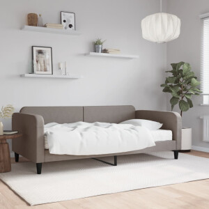 vidaXL Slaapbank met matras 100x200 cm stof taupe