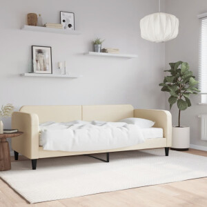 vidaXL Slaapbank met matras 100x200 cm stof crèmekleurig