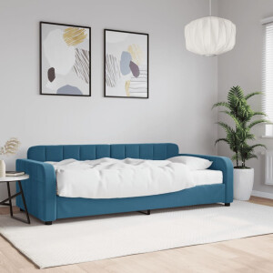vidaXL Slaapbank met matras 90x200 cm fluweel blauw