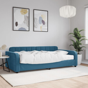 vidaXL Slaapbank met matras 100x200 cm fluweel blauw