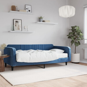 vidaXL Slaapbank met matras 100x200 cm fluweel blauw