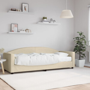 vidaXL Slaapbank met matras 80x200 cm stof crèmekleurig
