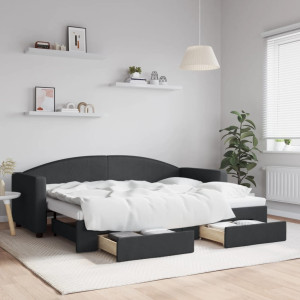 vidaXL Slaapbank met onderschuifbed en lades 80x200 cm stof zwart