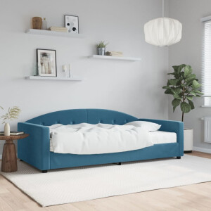 vidaXL Slaapbank met matras 100x200 cm fluweel blauw