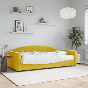 vidaXL Slaapbank met matras 100x200 cm fluweel geel