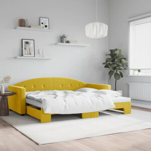 vidaXL Slaapbank met onderschuifbed 90x200 cm fluweel geel