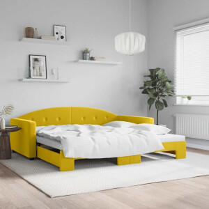 vidaXL Slaapbank met onderschuifbed 100x200 cm fluweel geel