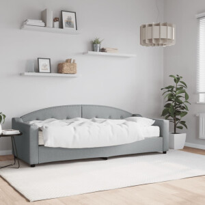 vidaXL Slaapbank met matras 80x200 cm stof lichtgrijs