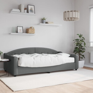 vidaXL Slaapbank met matras 100x200 cm stof donkergrijs