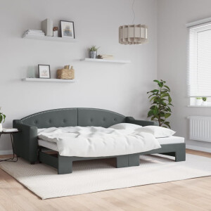 vidaXL Slaapbank met onderschuifbed 80x200 cm stof donkergrijs