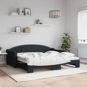 vidaXL Slaapbank met onderschuifbed 90x190 cm stof zwart