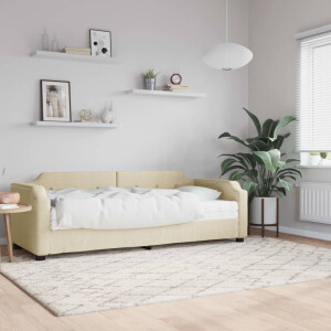 vidaXL Slaapbank met matras 80x200 cm stof crèmekleurig
