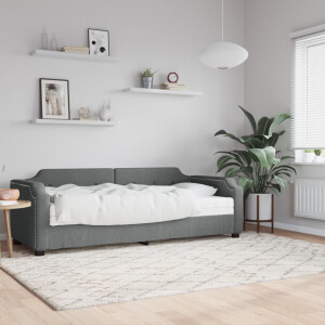 vidaXL Slaapbank met matras 90x200 cm stof donkergrijs