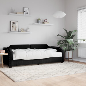 vidaXL Slaapbank met matras 100x200 cm stof zwart