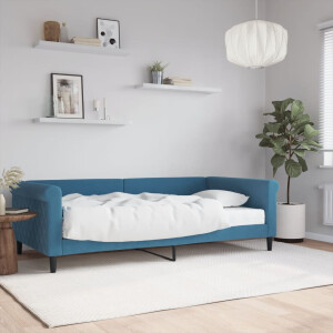 vidaXL Slaapbank met matras 100x200 cm fluweel blauw