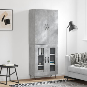vidaXL Hoge kast 69,5x34x180 cm bewerkt hout betongrijs