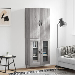 vidaXL Hoge kast 69,5x34x180 cm bewerkt hout grijs sonoma eikenkleurig