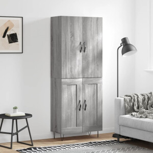 vidaXL Hoge kast 69,5x34x180 cm bewerkt hout grijs sonoma eikenkleurig