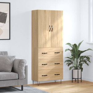 vidaXL Hoge kast 69,5x34x180 cm bewerkt hout sonoma eikenkleurig