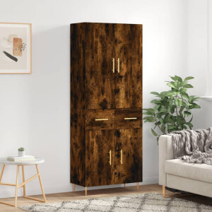 vidaXL Hoge kast 69,5x34x180 cm bewerkt hout gerookt eikenkleurig