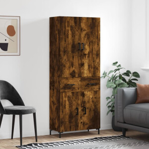vidaXL Hoge kast 69,5x34x180 cm bewerkt hout gerookt eikenkleurig