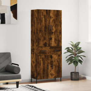 vidaXL Hoge kast 69,5x34x180 cm bewerkt hout gerookt eikenkleurig