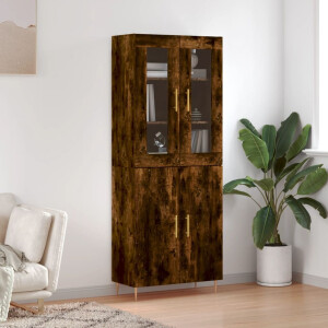 vidaXL Hoge kast 69,5x34x180 cm bewerkt hout gerookt eikenkleurig