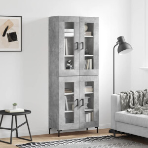 vidaXL Hoge kast 69,5x34x180 cm bewerkt hout betongrijs