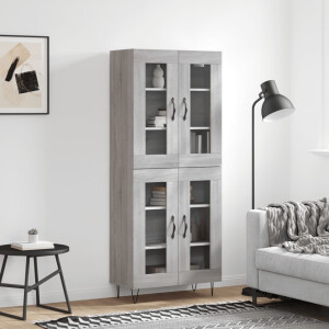 vidaXL Hoge kast 69,5x34x180 cm bewerkt hout grijs sonoma eikenkleurig