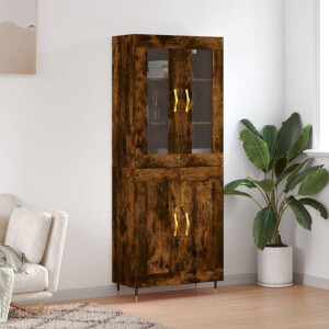 vidaXL Hoge kast 69,5x34x180 cm bewerkt hout gerookt eikenkleurig