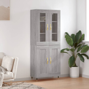 vidaXL Hoge kast 69,5x34x180 cm bewerkt hout grijs sonoma eikenkleurig