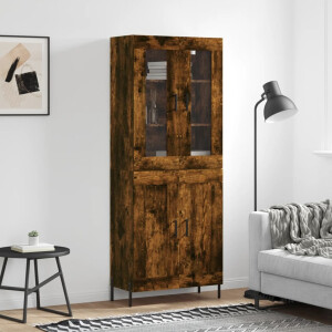 vidaXL Hoge kast 69,5x34x180 cm bewerkt hout gerookt eikenkleurig