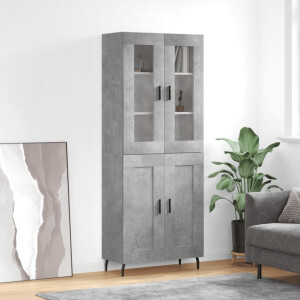 vidaXL Hoge kast 69,5x34x180 cm bewerkt hout betongrijs