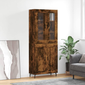 vidaXL Hoge kast 69,5x34x180 cm bewerkt hout gerookt eikenkleurig