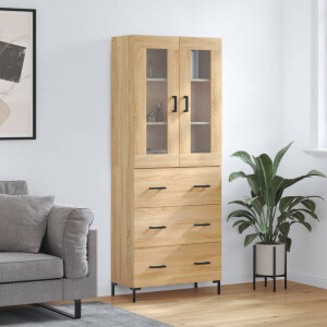 vidaXL Hoge kast 69,5x34x180 cm bewerkt hout sonoma eikenkleurig