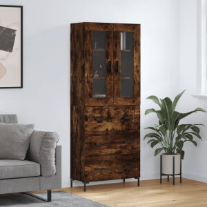 vidaXL Hoge kast 69,5x34x180 cm bewerkt hout gerookt eikenkleurig