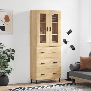 vidaXL Hoge kast 69,5x34x180 cm bewerkt hout sonoma eikenkleurig