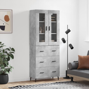 vidaXL Hoge kast 69,5x34x180 cm bewerkt hout betongrijs