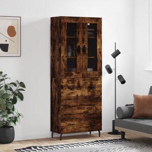vidaXL Hoge kast 69,5x34x180 cm bewerkt hout gerookt eikenkleurig