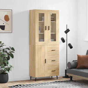 vidaXL Hoge kast 69,5x34x180 cm bewerkt hout sonoma eikenkleurig