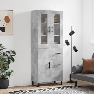 vidaXL Hoge kast 69,5x34x180 cm bewerkt hout betongrijs
