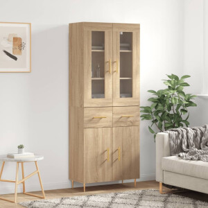 vidaXL Hoge kast 69,5x34x180 cm bewerkt hout sonoma eikenkleurig