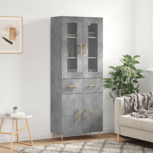 vidaXL Hoge kast 69,5x34x180 cm bewerkt hout betongrijs