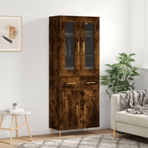 vidaXL Hoge kast 69,5x34x180 cm bewerkt hout gerookt eikenkleurig