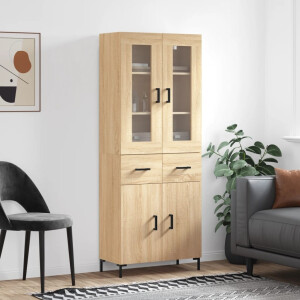 vidaXL Hoge kast 69,5x34x180 cm bewerkt hout sonoma eikenkleurig