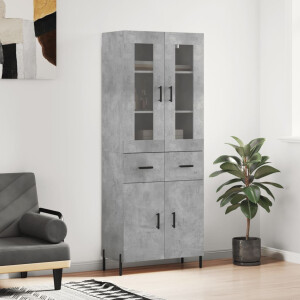 vidaXL Hoge kast 69,5x34x180 cm bewerkt hout betongrijs