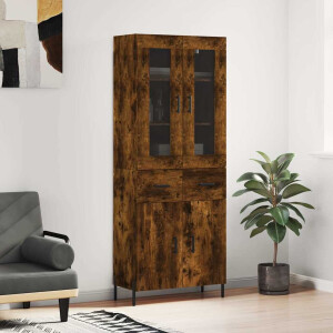 vidaXL Hoge kast 69,5x34x180 cm bewerkt hout gerookt eikenkleurig