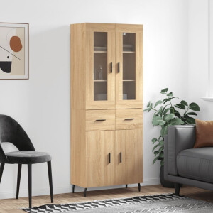 vidaXL Hoge kast 69,5x34x180 cm bewerkt hout sonoma eikenkleurig